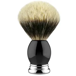 Escova de luxo 100% silvertip puro texileiro de barbear pincel 22 mm, alça de design de liga de resina preta para homens de barbear molhado presente feita à mão