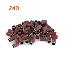 Bits 100pc Bandas de tampa de lixamento para máquina de manicure elétrica 240/180/150/120/80/60 GRIT PERNO DE REGRATO DE REMING FERROS BIT PEDICURE Ferramentas Conjunto de ferramentas