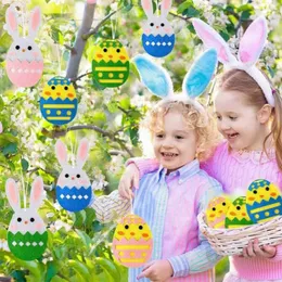Dekorativa figurer 24st blandad färg påsk kändes hängande hängande barn gåvor ägg diy prydnad festdekor träddekoration