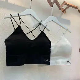 Frauen enge sexy Korsett Crop Top Tank Kreuz Verband trägerloser Spaghetti Belt Logo Designer