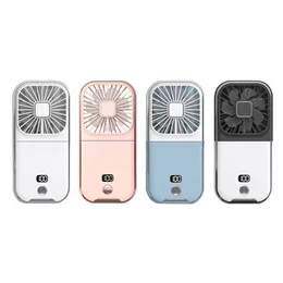 Andra apparater Electric Cooling Desktop Fan Digital Display Cooling Handheld Fan Phone Holder USB Laddning för reseoperation J240423