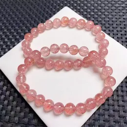 Link Bracelets Natural Clear Strawberry Quartz Bracelet Women Beautiful Colorful Crystal Energy Healing Fashion Gemstone Jewelry 1PCS