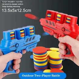 Gun Toys Children Fun Toys Flying Saucer Guns Ejection Flying Disc 100 EVA Soft Bullets Toy Gun Kids Outdoor Games Interactive Sport ToysL2404