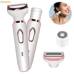 Clippers 4 em 1 Mulheres de barbear elétrica para barbear de corpo inteiro Epilador facial Lady Shaver Shaver sobrancelha nariz nariz de remoção de cabelo de biquíni indolor