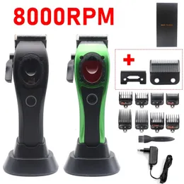 Professionell hår Clipper Electric Mens Trimmer med 8000 rpm sittplats som laddar stor kapacitet Batteri DLC belagda blad Model 240418