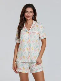 Treavilhões femininos Moda Womens Easter Loungewear Set De Cartoon Impressão