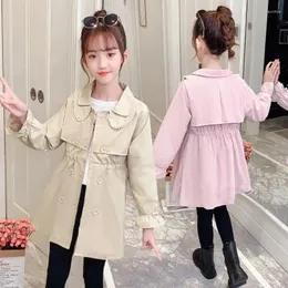 Cappotto in perline lapel ragazze trench primaverile autunno giacca coreana giacca di moda vento di abbigliamento per bambini abbigliamento per bambini 4-14 anni