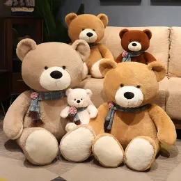 Cuscini 120 cm Nuovo kawaii caldo 4 colori orsacchiotto con sciarpa peluche orso peluche giocattoli cuscinetto per bambini amanti di compleanno baby regalo