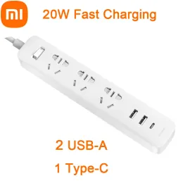 Câmeras Original Xiaomi Extension Socket 2a1c Versão Power Strip 2 USBA 1 TIPEC 3 Plugue elétrico 20W Carregamento rápido para iPhone Huawei