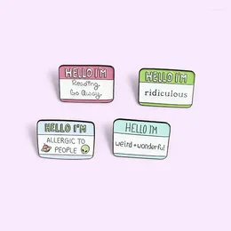 Brooches Fun Phrase Cards Enamel Pins 'HELLO I'M...' Sentence Clothes Lapel Metal Badges Jewelry Pin Gift For Friends Wholesale