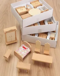 29Pcs Set Dollhouse Miniature Unpainted Wooden Furniture Suite 1 24 Scale Model Doll Toys Kids Toys For Children T2001169366982