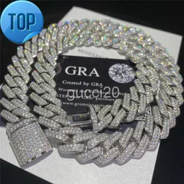 Stock Iced Out Vvs Moissanite Cuban Bracelet 925 Silver Bling Diamond Link Chain Hip Hop Men Jewelry Necklace UA63
