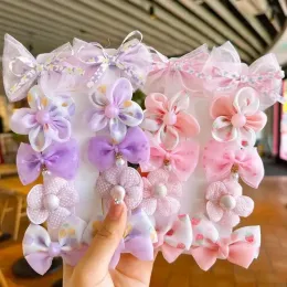 Accessories 10Pcs/Set Cute Bows Baby Hairclips Lace Flower Children Girls Hairpins Hairdresses Baby BB Clip Gifts