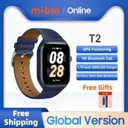 시계 Mibro T2 Smartwatch GPS 포지셔닝 1.75 인치 AMOLED HD 화면 AOD 2ATM 방수 블루투스 콜 스포츠 여성 남성 스마트 시계