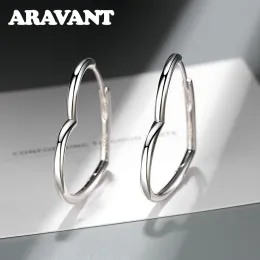 Örhängen Aravant 925 Silver Heart Hoop Earring for Women Fashion Jewelry Gift