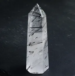 Natürliche seltene schwarze Turmalin -Kristallpunkt -Sechseck -Säulen Mineral Ornament Magic Reparatur Heilung Stab