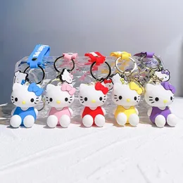 Sitting cute cat keychain silicone doll car key pendant small gift bag pendant