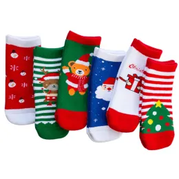 Socken 6 Paare Pairs Winter Kinder Socken Weihnachten Kinder Mädchen Jungen warme Baumwollsocke für Baby Kind Kleinkind Festival Weihnachts -Cartoon -Kleidung