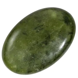 Exibir tumbeelluwa verde jade oval de palmeira preocupação de pedra cura Chakra Reiki Cabochon Jóias de jóias 60x40x20mm