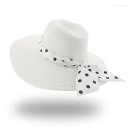 Breda randen hattar för kvinnor halmstrand hatt stora 11 cm panama jazz cap lyxig casual utomhus solskydd sommar chapeau femme