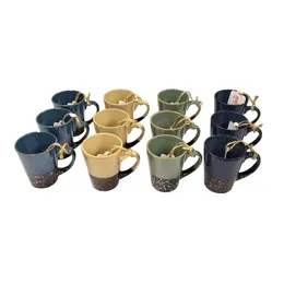 Coffee Mugs Ceramic with Handles 11 Oz Capacity 12 Per Package Two Tone Design 240418