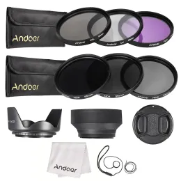 Filtros Andoer 55mm Kit de filtro UV+CPL+FLD+ND com bolsa de transporte / lente Tampa / lente Holder / Tulip Rubber Lens Hoods / pano de limpeza