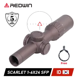 Optics Red Win 1/2MOA Delta Wing Reticle HD ARTENHA DE LENS AJUSTE DE 5 NÍVEL GR Quick Aquisição CQB Scarlet tático 16x24SFP Riflescope