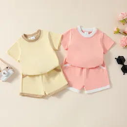 Clothing Sets 0-3Y Born Infant Toddler Baby Girls Clothes Summer Casual Outfits Solid Color Short Sleeve T-shirt Tops Shorts 2Pcs