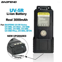 Walkie Talkie Baofeng UV-5R Battery Real 3000mAh Suporte Tipo-C Charging para UV5R BF-F8HP F8 UV5RT Radios de duas vias extra