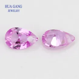 Beads Customized Single hole Pear Cut Synthetic Corundum Pink sapphire White Orange Gems Stone For jewelry Wholesale