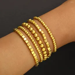 Bracelets de link 5pcs boho moda elegante para mulheres vintage geométrica de ouro elástico elástico Cadeia de jóias de luxo 2024