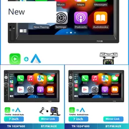 새로운 2DIN 자동차 스테레오 라디오 7 ''CarPlay Universal Bluetooth FM Radio USB 무선 미러 링크 Android Outo 역전 AHD