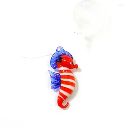 Dekorative Figuren schwimmende Glasblasenkugel mit niedlicher Seahorse Mini Figur Pendant Aquarium Decor liefert Meerestier winziges Statue