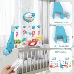 Mobile Baby Crib Rattle Toy Remote Control Remote Infant Musical Projector Rotating Night Light Bed Bell Bell Toddler Educational per Bor 240418