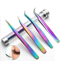 Tools Rainbow Eyelashes Tweezers Antistatic Eyelash Extension Tweezer Fan Lash Eyebrow Tweezers Curved Straight Excellent Closure