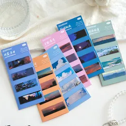 4 pezzi di segnalibri magnetici Bellissima scenario della pagina d'arte del cielo marino per libri Lettori di cartoleria studentesca per le forniture scolastiche