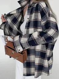 Camicette da donna Aynaray 2024 Donne primaverile camicia a quadri oversize invernali spessa camicetta a maniche lunghe per donna