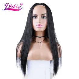 Peruk lydia uzun ipeksi düz v parça saç perukları ısıya dayanıklı sentetik 20 inç bayanlar günlük cosplay futura fiber kahverengi sarışın 50cm