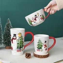 1pc Christmas Snowman Cerâmica Chefe de café em relevo Doum casa Water Holiday Gift Idéias 240422