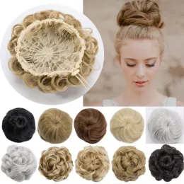 Chignon Snoilite Sentetik Drawstring klipsinde chignon saç topuz saç parçası çekme kabarık saç çörekler kadınlar kıvırcık chignon saç