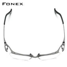Lenses Fonex Titanium Glasses Frame Men 2022 New Semi Rimless Square Prescription Eyeglasses Half Optical Frame Eyewear F85709