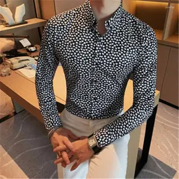 Men's Dress Shirts Vintage Floral Print Mens Designer Clothes Camisa Plus Size 4XL Streetwear Long Sleeve Casual Male Vestido 2024