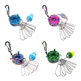 Accessori Filla con serratura pesca portatile fibbia di pesce vivo con bobina in acciaio inossidabile 8 snaps stringer galleggia di pesca bobina marittima