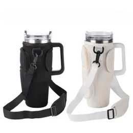 Water Bottle Carrier Bag Compatible for 40oz Tumbler with Handle Water Bottle Holder with Adjustable Shoulder Strap 0424