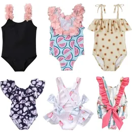 Meninas de banho One Piece Baby Girls Backless Flower Bikini Beach Holiday Natimming Menam Banho Crianças Crianças 1 2 3 4 5 anos de moda de banho 240409