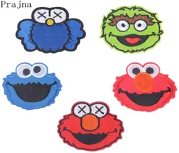 Prajna Anime Sesame Street Accessoire Patch Cookie Monster Elmo Big Bird Cartoon Bügelflecken bestickte Flecken für Kinder Cloth3614725