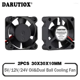 Bilgisayar Soğutma 2 PCS DARUTIOX Çift Top Rulman DC 24V 12V 5V 3CM 30mm 30x30x10mm 3010 Fırçasız Mini Soğutucu Soğutma Fanı