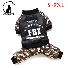 Jaquetas s a 9xl grande jaqueta de cachorro de inverno roupas de cachorro quentes para cães pequenos espetam o macacão de cachorro camuflagem do fbi cão de cachorro Pet Customes