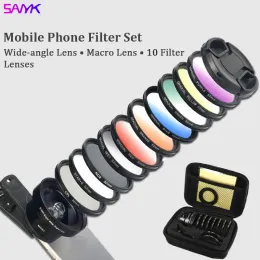 Filtry Sanyk 12In1 Telefon komórkowy Zestaw Filtrowe obiektywu zewnętrzne szeroki kąt soczewki + makro soczewki CPL Filtr Starlight Polarizant Gradient Filtry