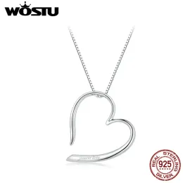 Collane Wostu 925 Sterling Women Simple Heart Cipante collana magica collana impilabile con anelli Giochi per l'anniversario di matrimonio di gioielli fai -da -te